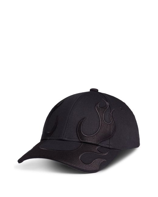 HUGO Blue Flame-embroidered Cap In Cotton Twill