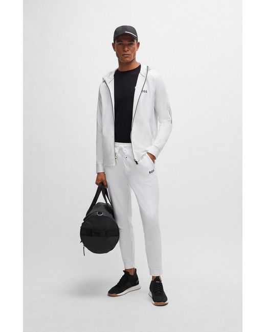 BOSS by Hugo Boss White X Matteo Berrettini Tracksuit Bottoms With Contrast Tape And Branding for men