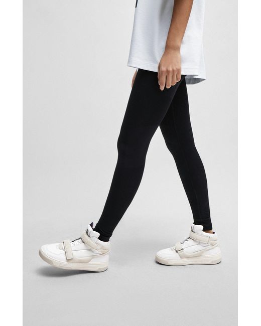 Boss White Naomi X Leather High-top Trainers With Riptape Straps