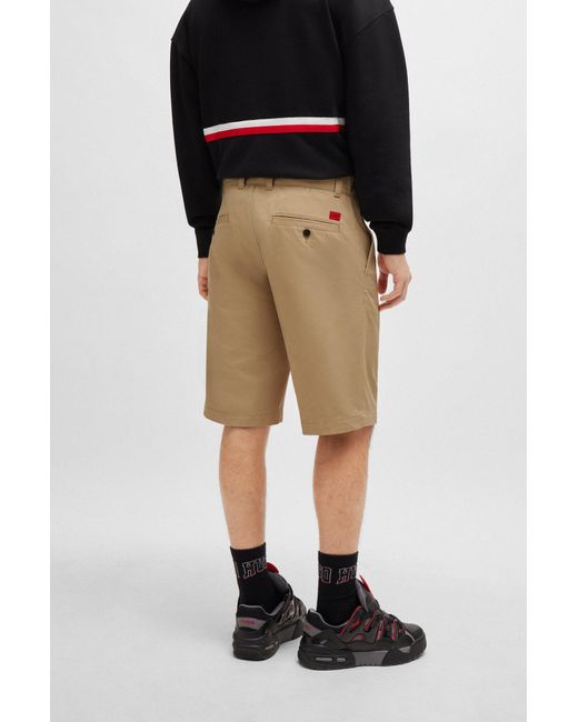 HUGO Black Regular-fit Shorts With Slim Leg And Buttoned Pockets for men