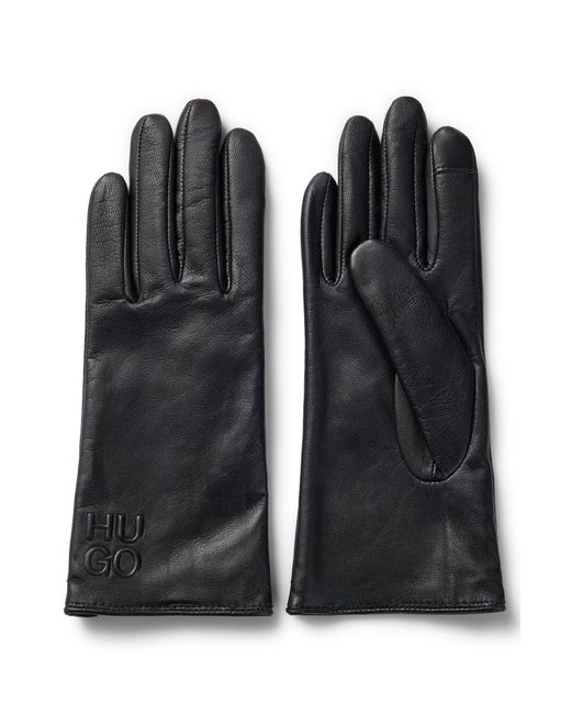 BOSS by HUGO BOSS Leather Gloves With Stacked Logo in Black Lyst UK