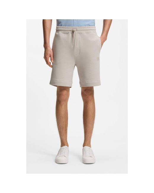 Boss Natural Cotton-Terry Shorts With Logo Patch for men
