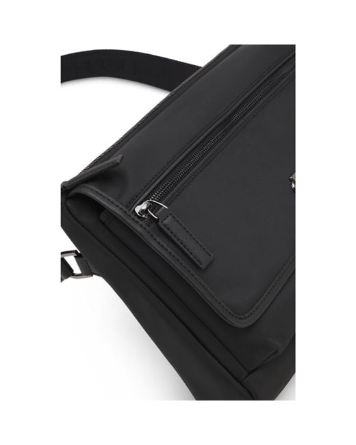Boss Black Structured Twill Shoulder Bag With Logo Strap for men