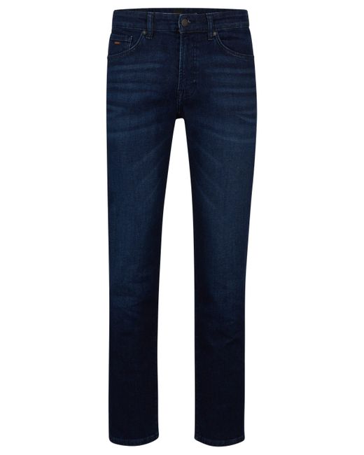 Boss Dunkelblaue Regular-Fit Jeans aus bequemem Stretch-Denim in Blue für Herren