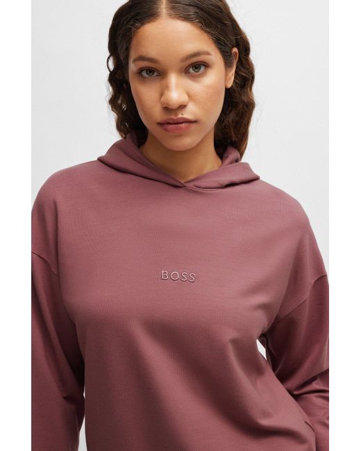 Boss French-terry Hoodie With Embroidered Logo
