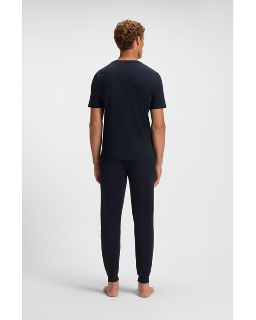 Boss T-Shirt Van Stretchkatoen Met Logostiksel in het Black voor heren