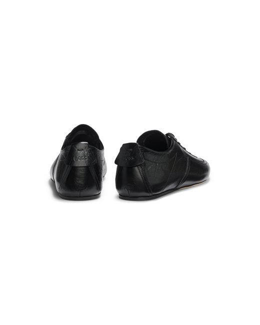 Boss Black Nappa-Leather Trainers With Deed Logo