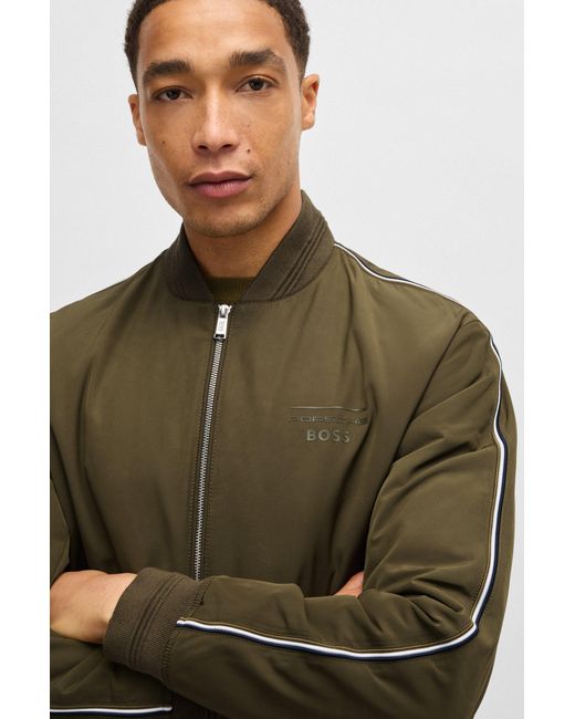 Boss Porsche X Jacke Aus Canvas Mit Streifendetails in Green für Herren