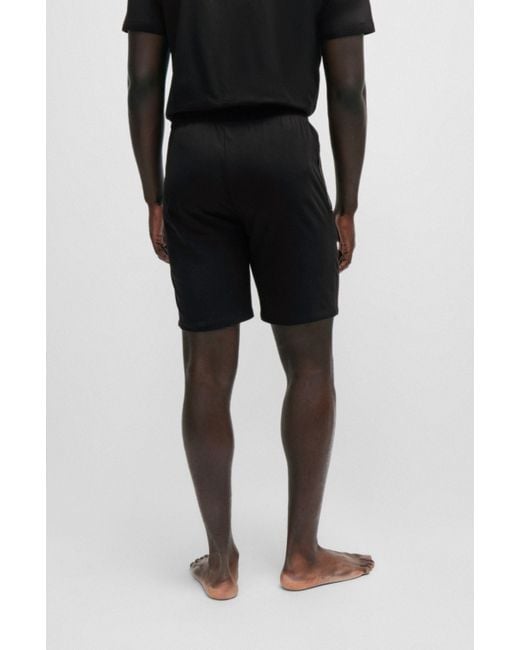 Boss Regular-fit Shorts Van Stretchkatoen Met Logodetail in het Black voor heren