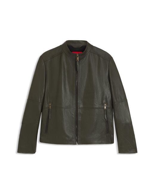 HUGO Slim-Fit Jas Van Generfd Leer in het Green voor heren