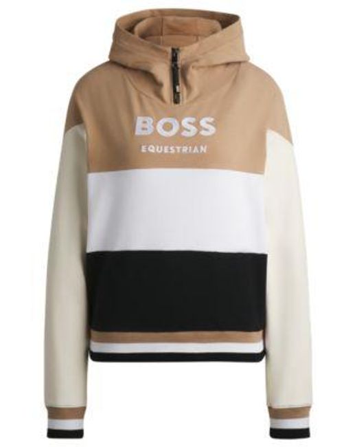 Sweat À Capuche Pour L'Équitation En Coton Stretch Italien Boss en coloris Multicolor