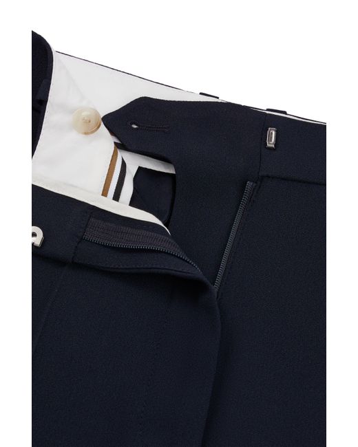 Boss Blue High-waisted Relaxed-fit Trousers With Wide Leg