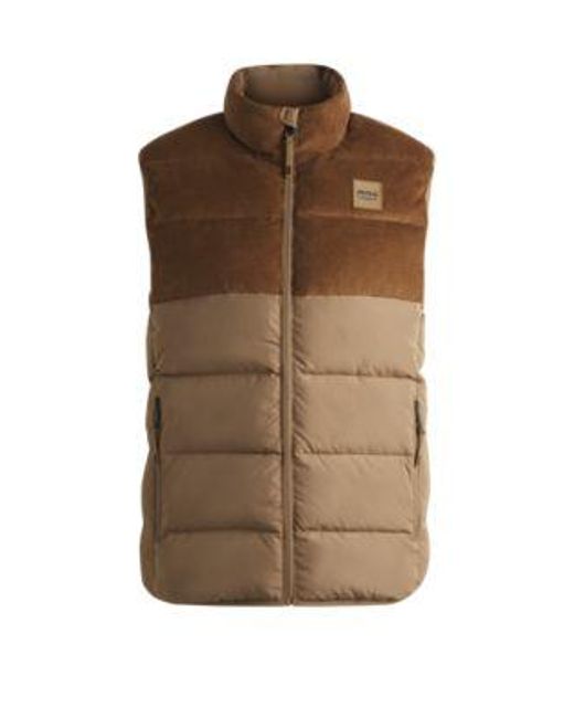 Doudoune D'Équitation Sans Manches Matelassée Et Imperméable Avec Empiècement Boss pour homme en coloris Brown