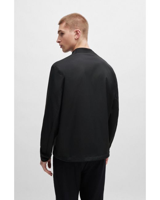 Boss Wasserabweisende, verschlusslose Jacke mit Logo-Detail in Black für Herren
