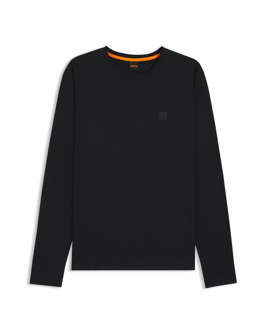 Boss T-Shirt Van Katoenen Jersey Met Logopatch in het Black voor heren