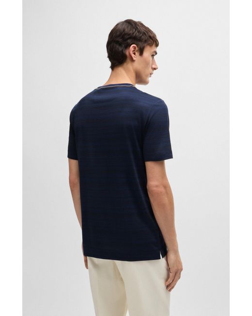 Boss Blue Silk-cotton T-shirt In A Regular Fit for men
