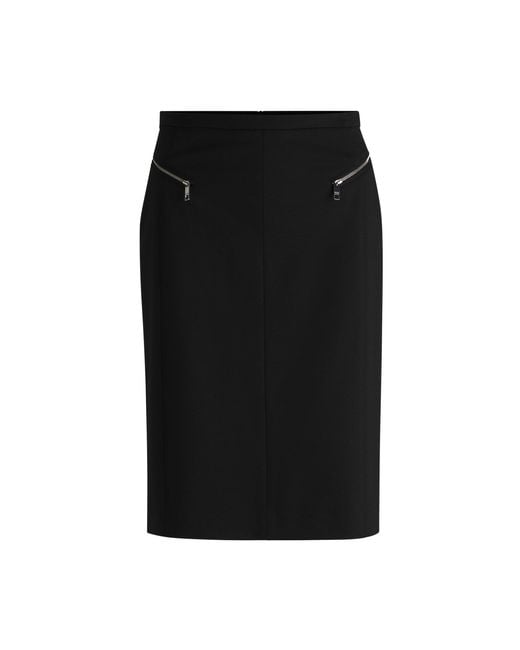 Boss Black Pencil Skirt With Zipped Pockets