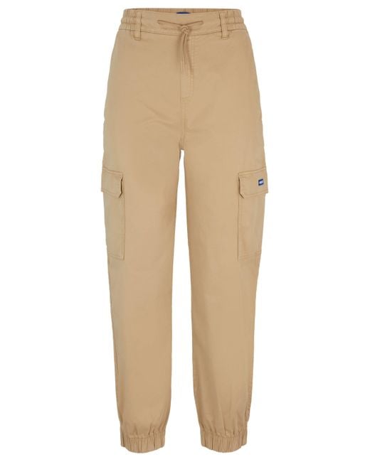 HUGO Natural Relaxed-Fit Cargohose aus Stretch-Baumwolle