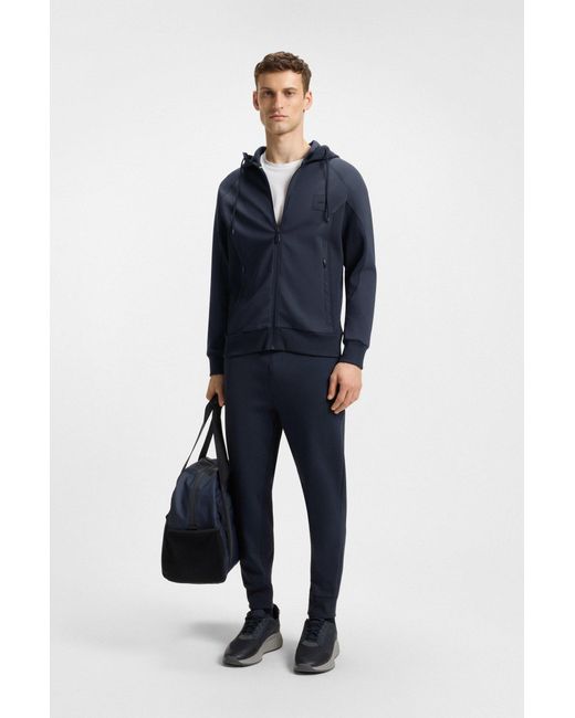 Boss Hoodie Van Een Katoenmix Met Rits En Logopatch in het Black voor heren