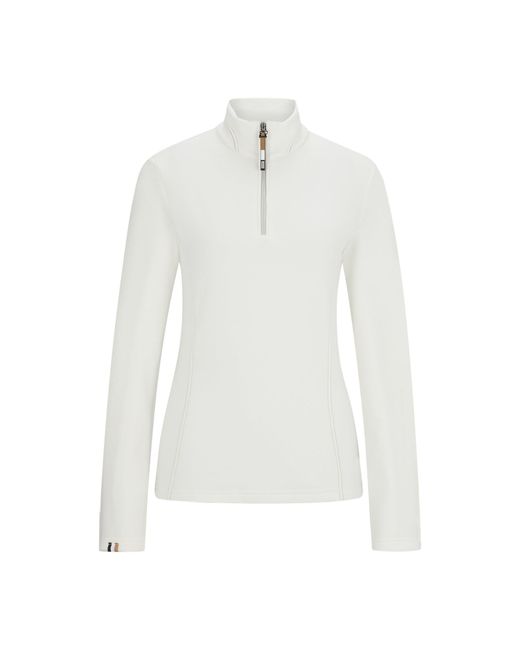 Boss White Equestrian Zip-Neck Fleece