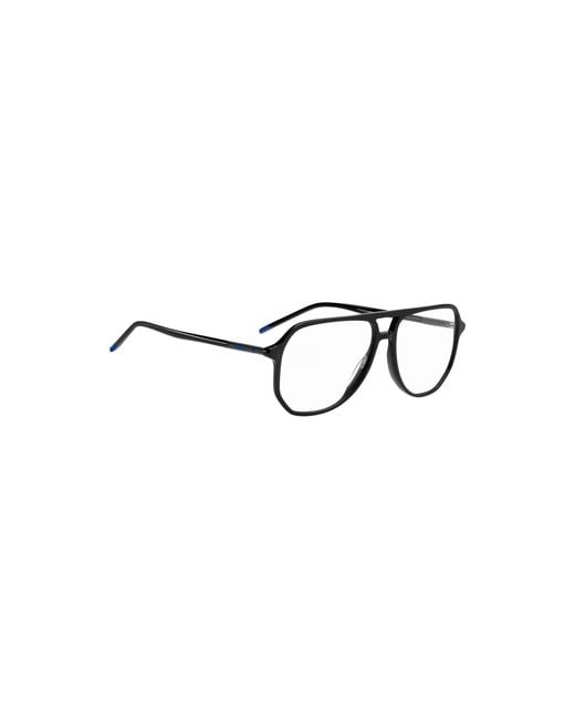 HUGO Black Acetate Optical Frames With Tubular Temples for men