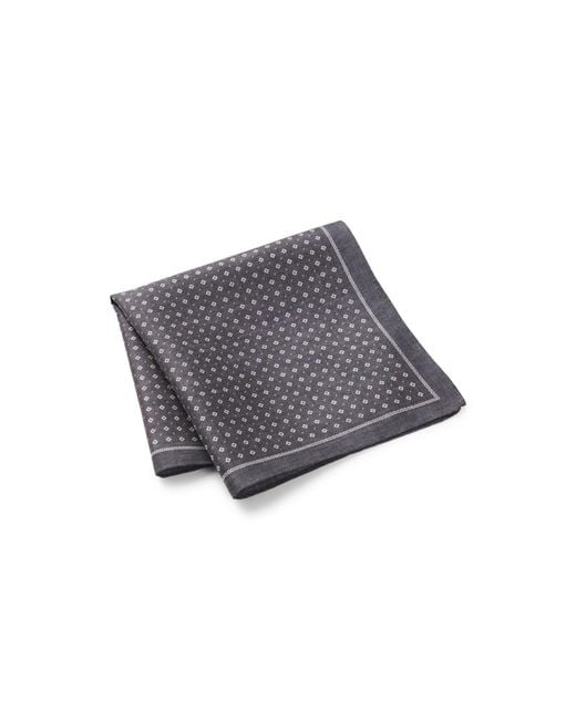 Boss Gray One Silk Pocket Square With Printed Pattern for men