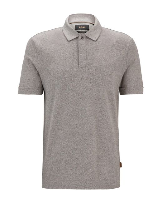 Boss Gray Regular-fit Polo Shirt In Moulin Cotton And Silk for men