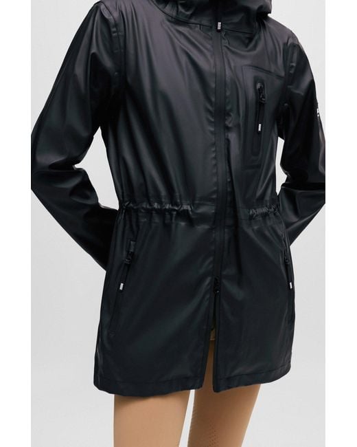 Boss Black Equestrian Hooded Rain Jacket With Silicone Logo Patch