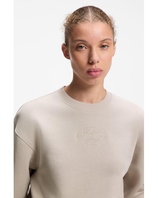HUGO Sweatshirt Van Katoen Met Scriptlogo in het Natural