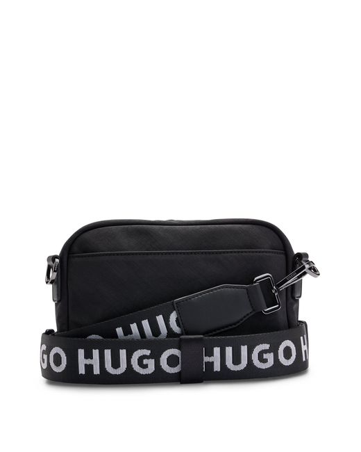 HUGO Black Cross-body Bag With Branded Adjustable Strap for men