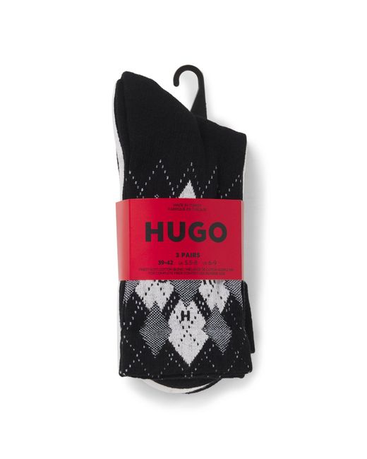 HUGO Black Three-Pack Of Short-Length Cotton-Blend Socks for men