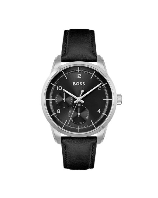 BOSS by HUGO BOSS Black-dial Multi-eye Watch With Leather Strap for Men |  Lyst Canada