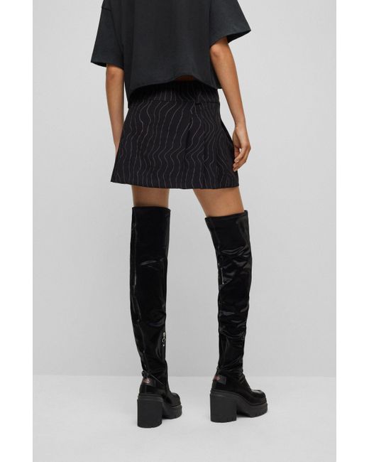 BOSS by HUGO BOSS X Bella Poarch Pinstripe Mini Skirt in Black | Lyst