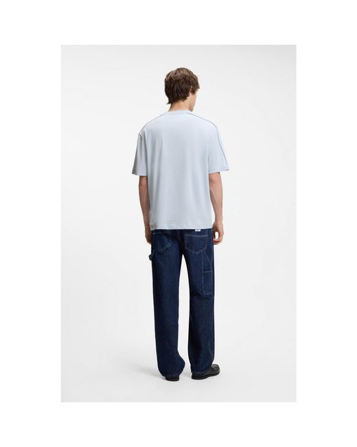 HUGO Blue Cotton-Jersey T-Shirt With Workwear Logo Label for men