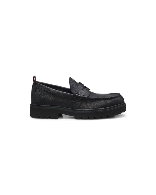 HUGO Black Lug-Sole Loafers for men