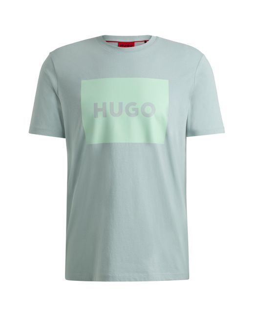 HUGO Regular-fit T-shirt Van Katoenen Jersey Met Logoprint in het Green voor heren