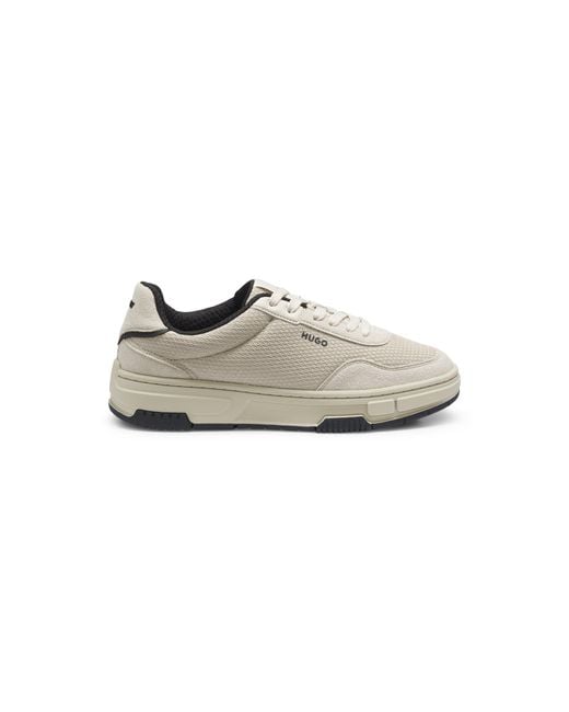 HUGO White Trainers With Textured Fabric And Faux Suede for men