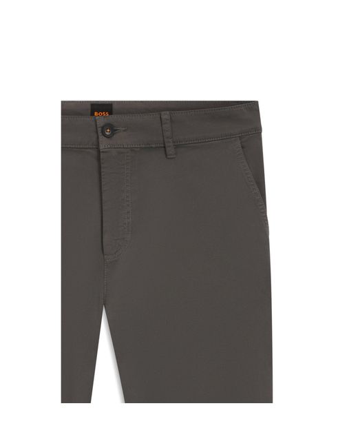 Boss Gray Tapered-Fit Trousers for men
