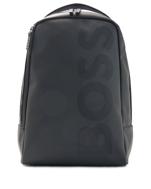 BOSS by HUGO BOSS Rucksack aus mattem Kunstleder mit perforiertem Logo in Schwarz für Herren