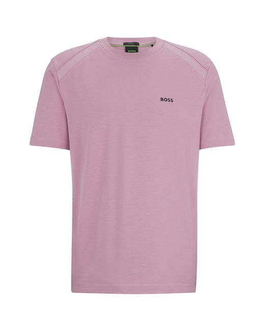 Boss Red Stretch-cotton T-shirt With Crew Neckline And Logo Detail for men
