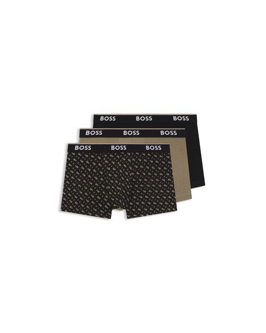 Boss Black Three-Pack Of Logo-Detail Trunks for men