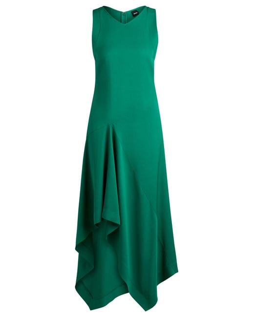Boss Green Lang Geschnittenes Kleid Aus Softem Twill Mit Wasserfall-Front