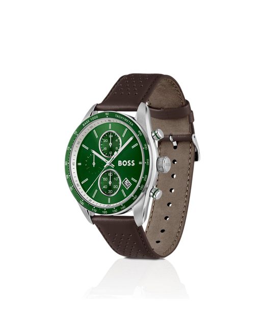 Boss Green Grand Prix Vitesse-Dial Watch With Perforated Strap for men
