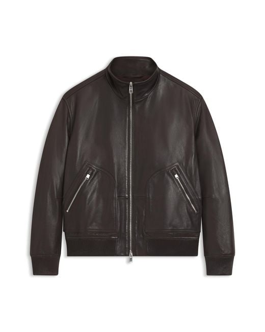 Boss Dark Brown Men's Leather Jackets Size 38r for men