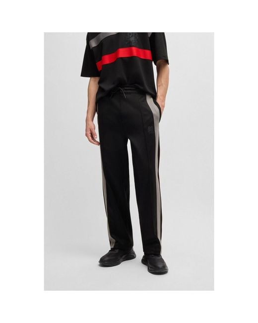 HUGO Black X Rb Oversized-Fit Trousers With Tape And Signature Bull Icon for men