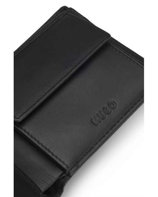 HUGO Klapp-Geldbörse Aus Leder Mit Rotem Stack-Logo in Black für Herren