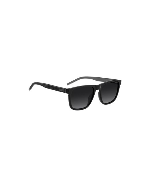 HUGO Black Matte- Sunglasses With Patterned Temples for men