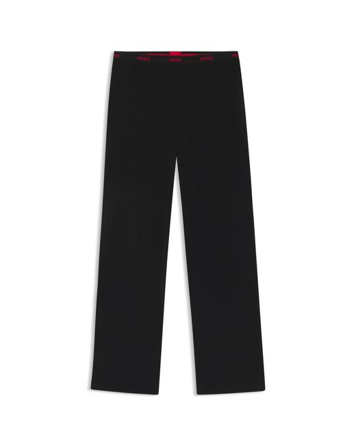 HUGO Black Stretch-Cotton Pyjama Bottoms With Logo Waistband