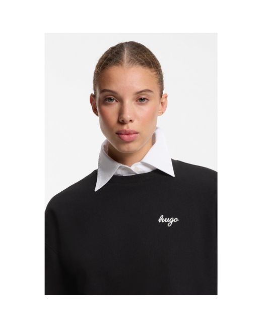 HUGO Black Script-Logo Relaxed-Fit Sweatshirt