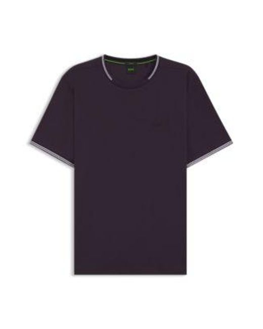 T-Shirt En Coton Stretch Avec Rayures Et Logo Boss pour homme en coloris Blue